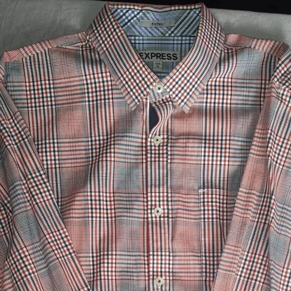 Lot of 5 Men’s XL Dress Shirts – Banana Republic & Express Plaid | Pre-Owned - Picture 4 of 6